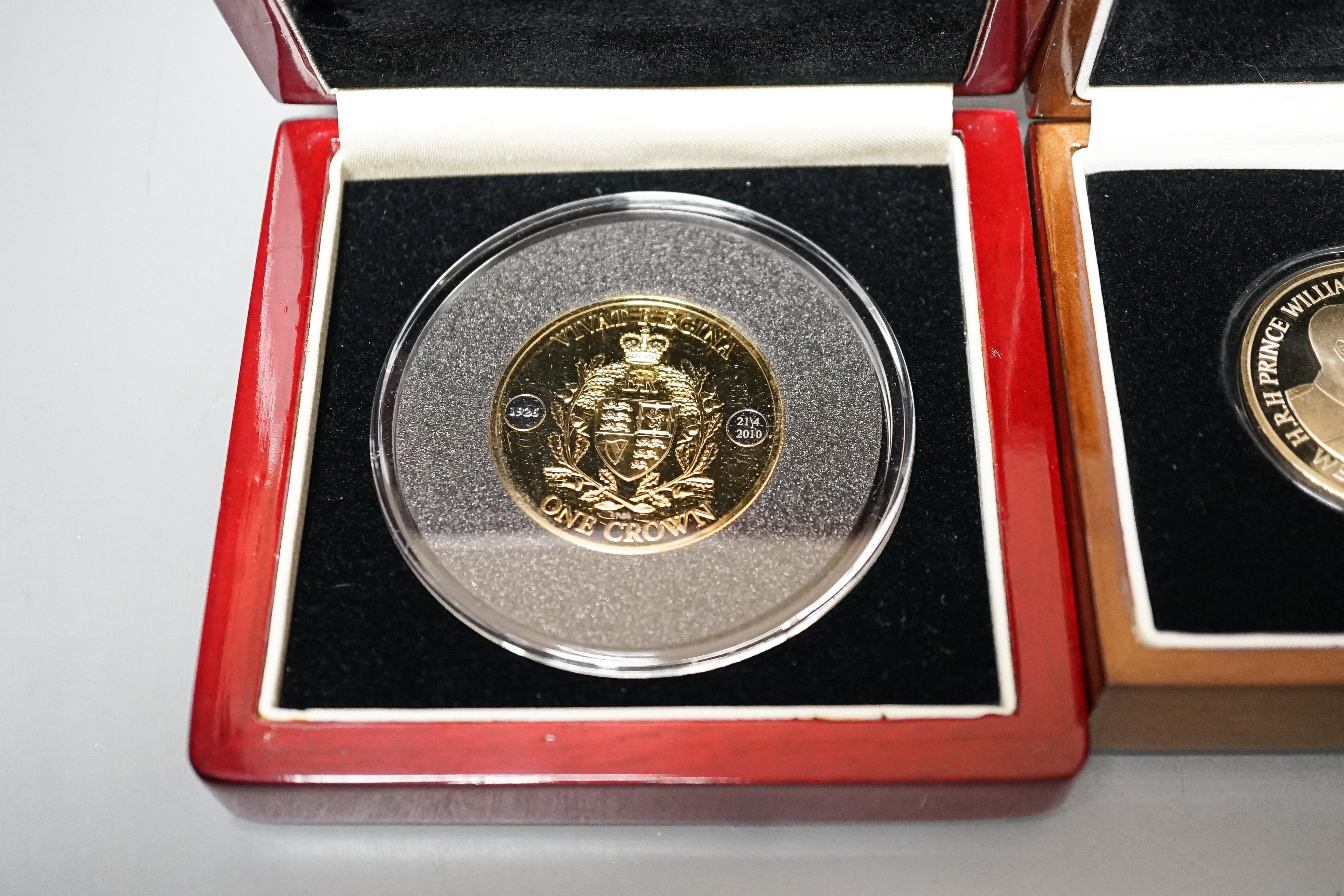 Four London mint silver coins - £5 2008, 2009, 2010 piedfort crown, William & Catherine silver coin 2011, together with two Victorian silver sixpences, cased with certificates (5)